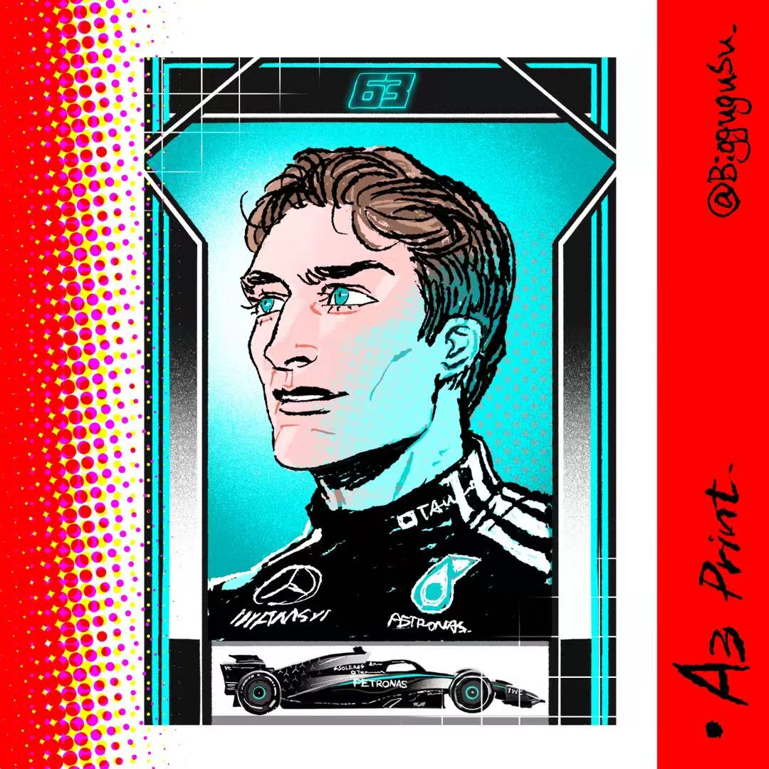 F1 Driver Portrait Poster A5