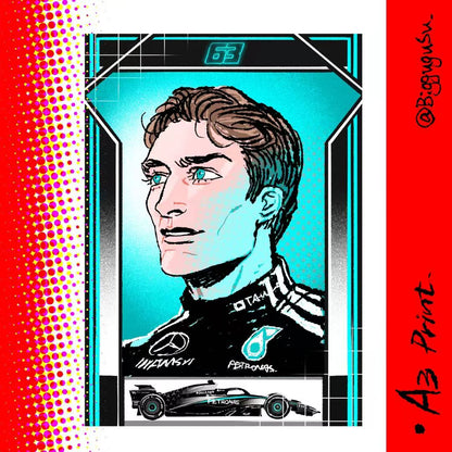 F1 Driver Portrait Poster A5
