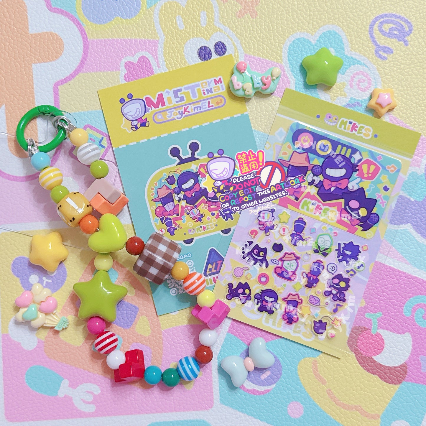 Mike Trio Transfer Sticker and Phone Charm Strap