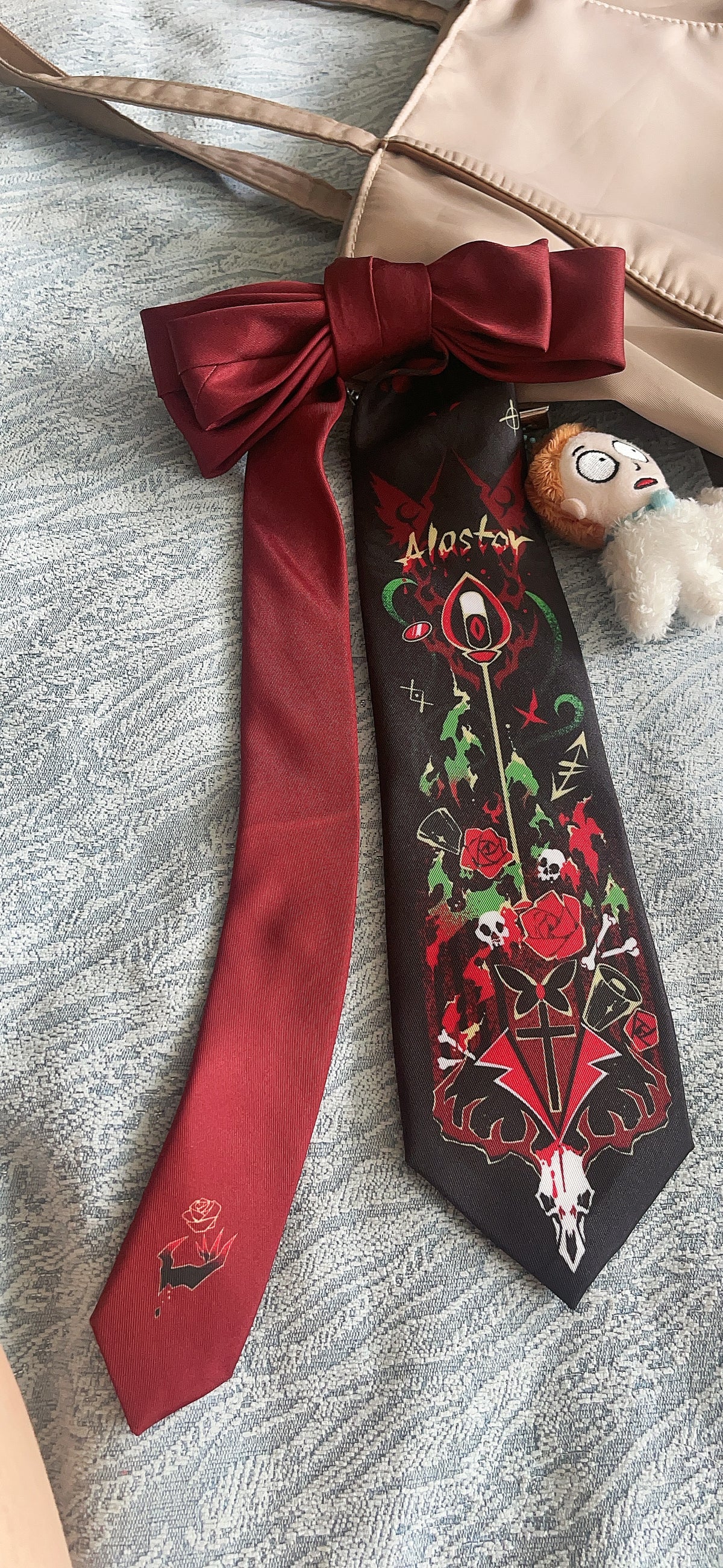 HH Halloween theme Alastor Hazbin Impression Accessory, Multi-use as Bow, Necktie, Waist Sash & Hair Ribbon