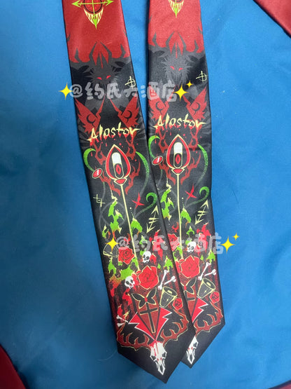 HH Halloween theme Alastor Hazbin Impression Accessory, Multi-use as Bow, Necktie, Waist Sash & Hair Ribbon