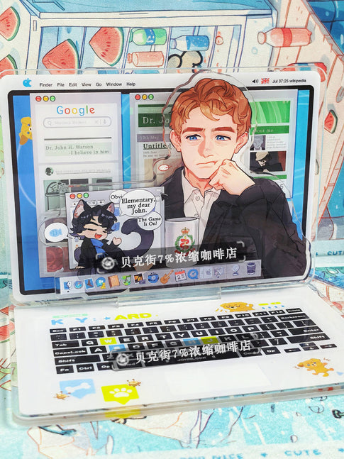 [In Stock]"Desk Pet Cat Sherlock" computer-shaped double-plug acrylic stand