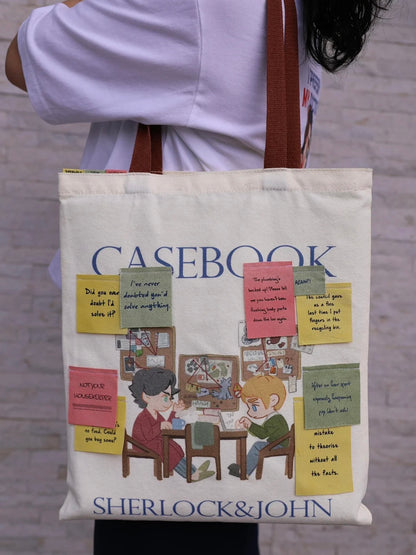 [In Stock] BBC Sherlock Johnlock Canvas Tote Bag with 3D Patches