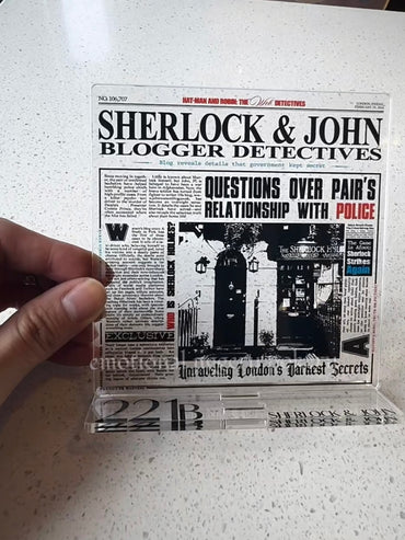 [In Stock] Johnlock Fan Art Newspaper-Themed Acrylic Stand