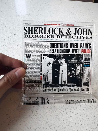 [In Stock] BBC Sherlock Johnlock Newspaper-Themed Acrylic Stand