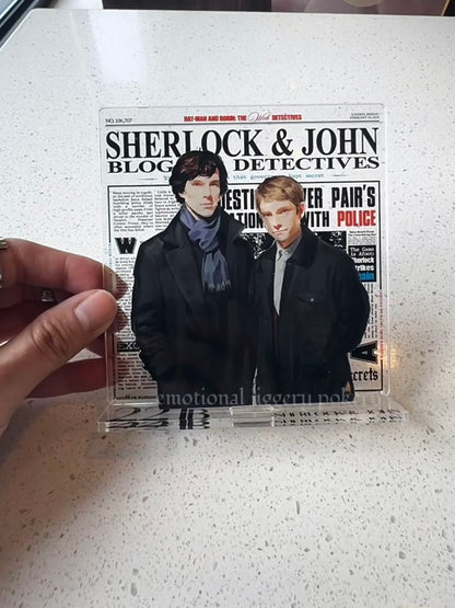 [In Stock] BBC Sherlock Johnlock Newspaper-Themed Acrylic Stand