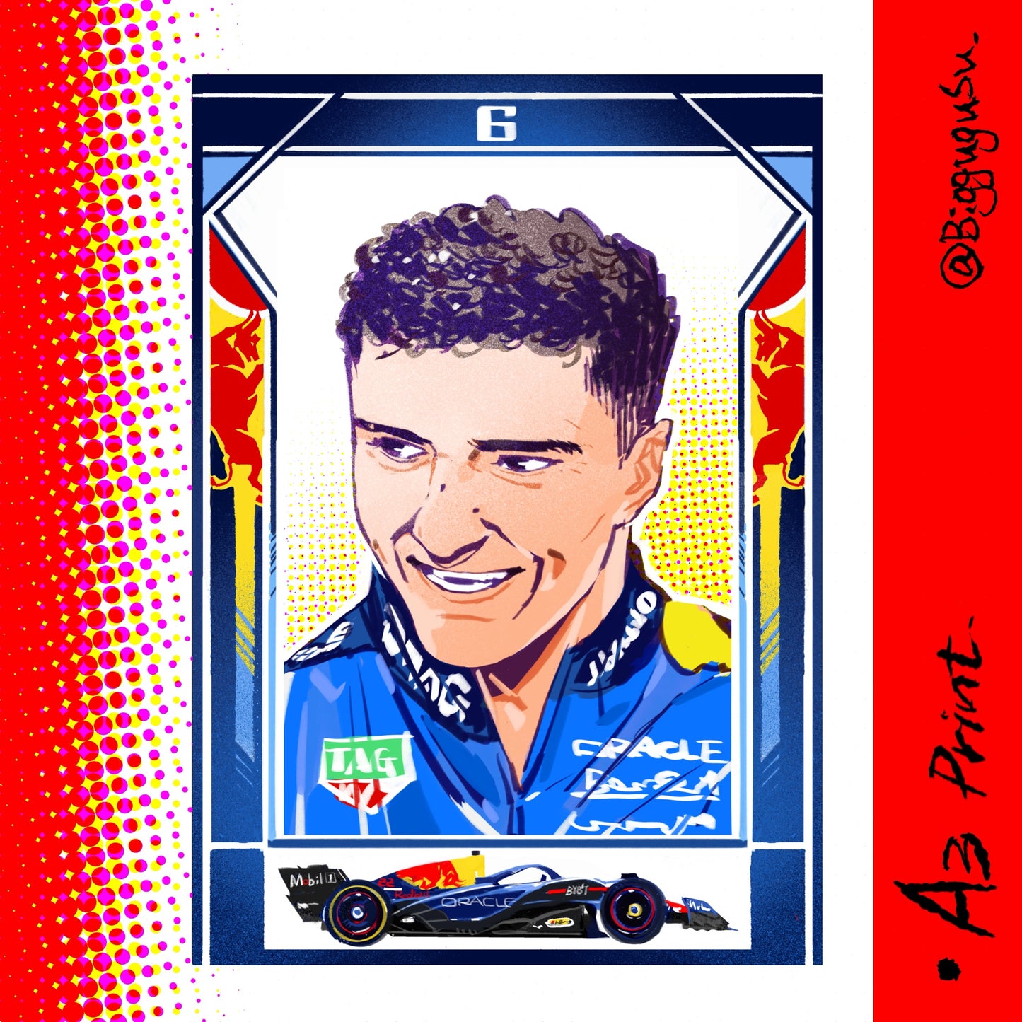 F1 Driver Portrait Poster A5