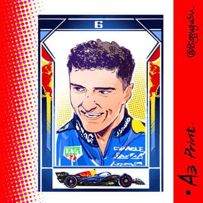 F1 Driver Portrait Poster A5