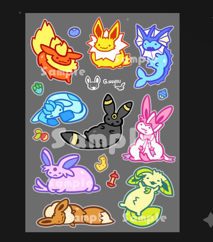 Chubby Eevee Stickers / Splatoon Pearlina Stickers
