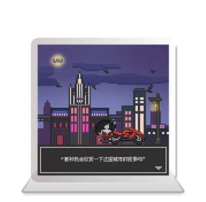 Pixel-style city night scene