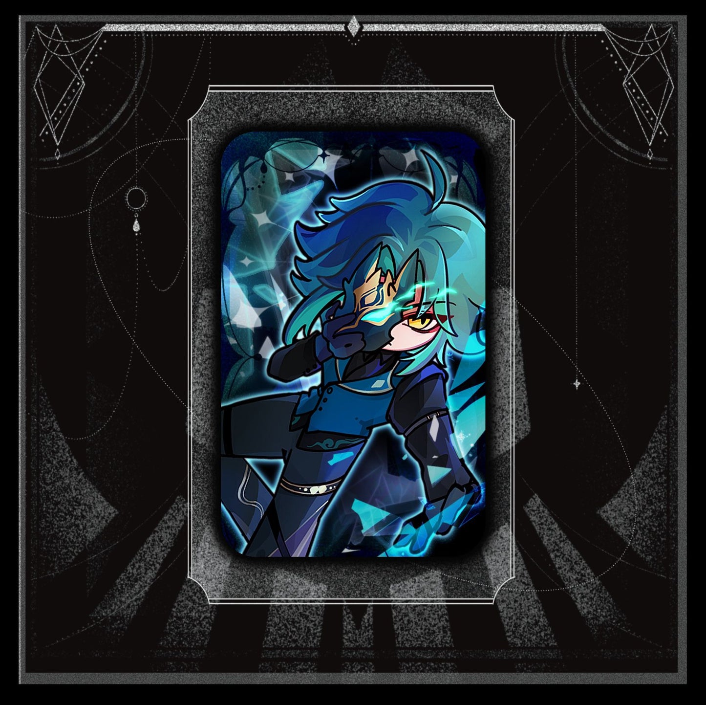 [Instock]Genshin Mafia Laminated Double Glitter Rectangle Pin