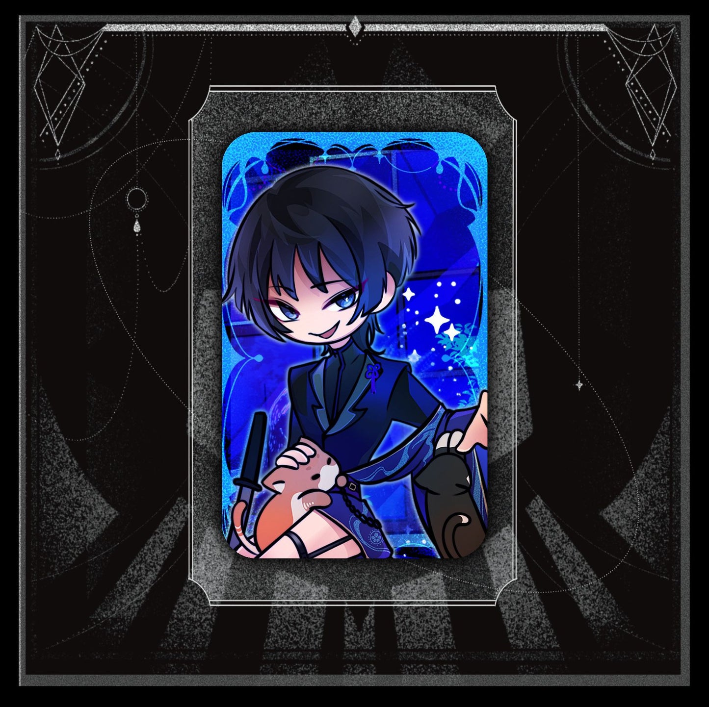 [Instock]Genshin Mafia Laminated Double Glitter Rectangle Pin