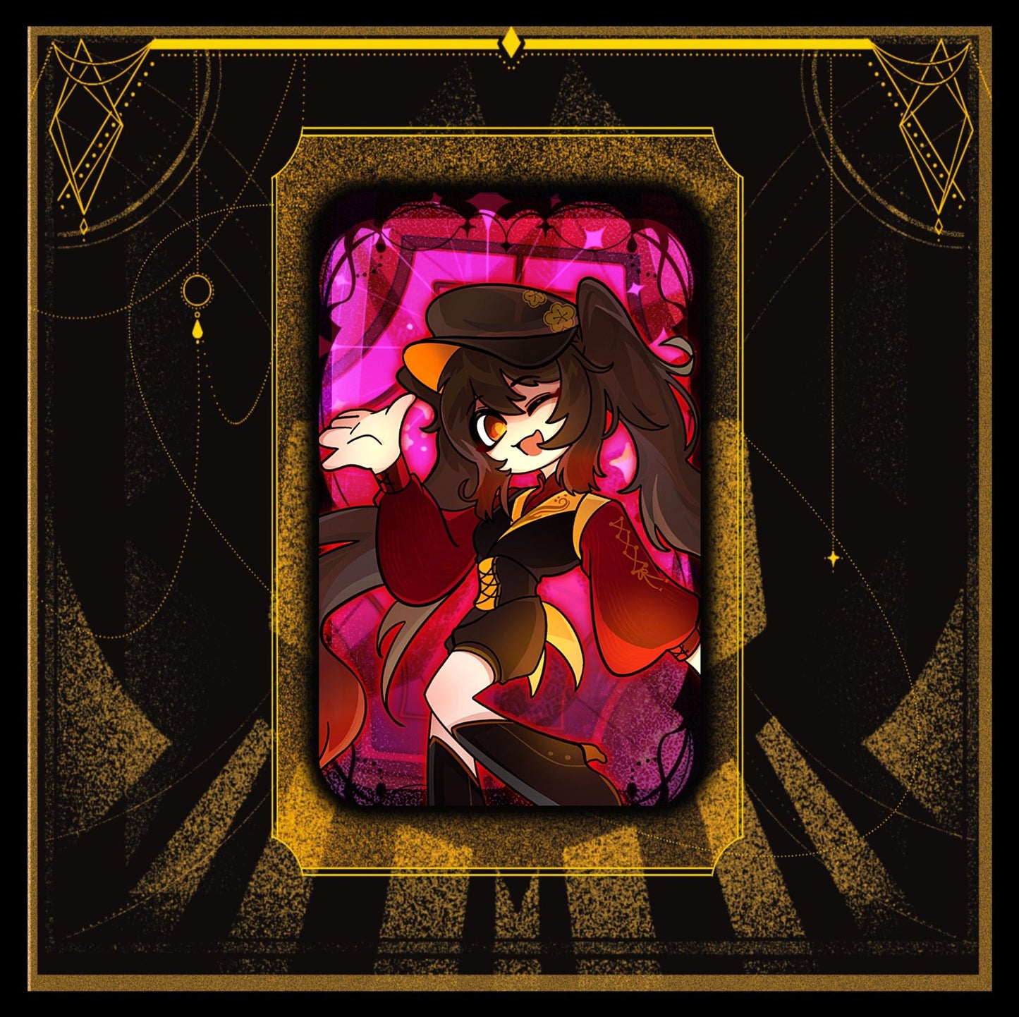 [Instock]Genshin Mafia Laminated Double Glitter Rectangle Pin