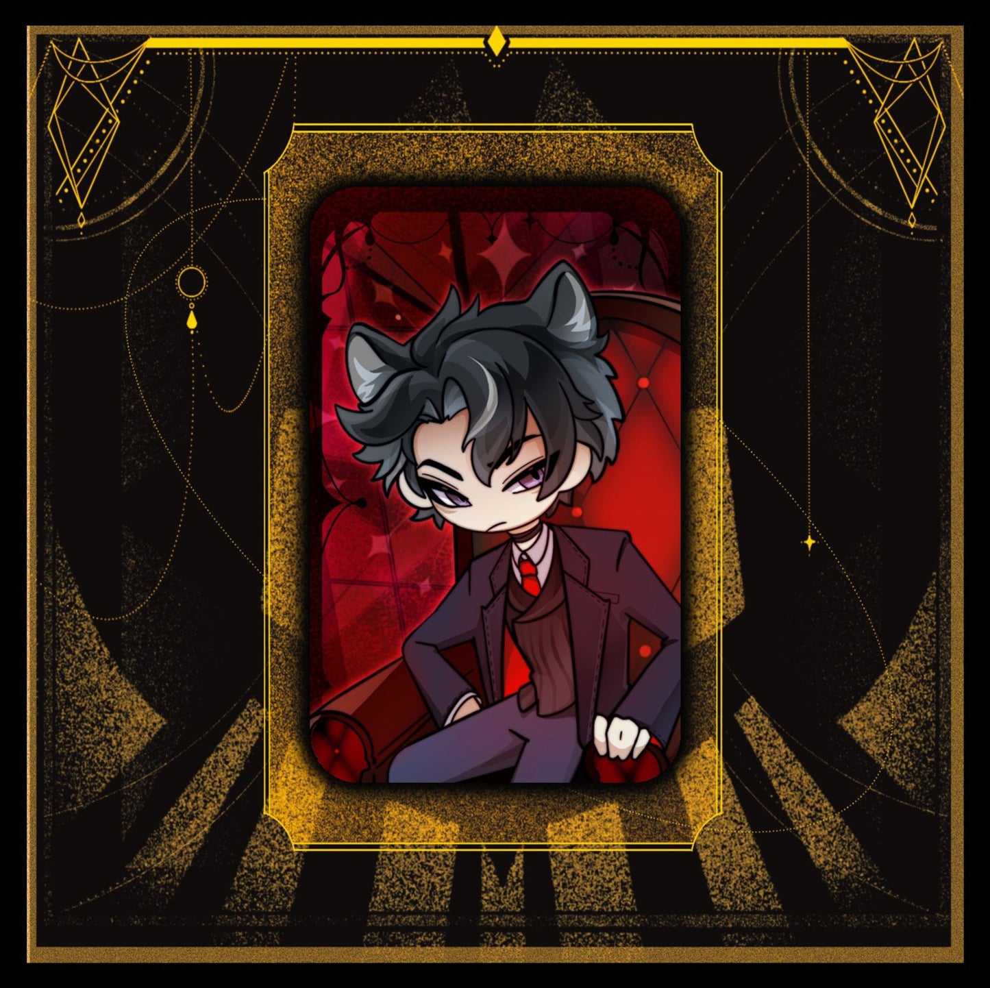 [Instock]Genshin Mafia Laminated Double Glitter Rectangle Pin