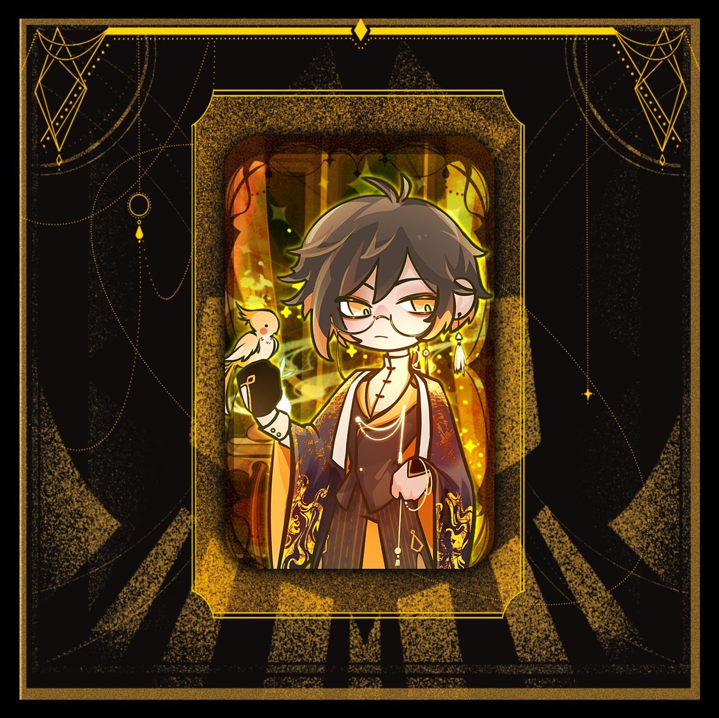 [Instock]Genshin Mafia Laminated Double Glitter Rectangle Pin