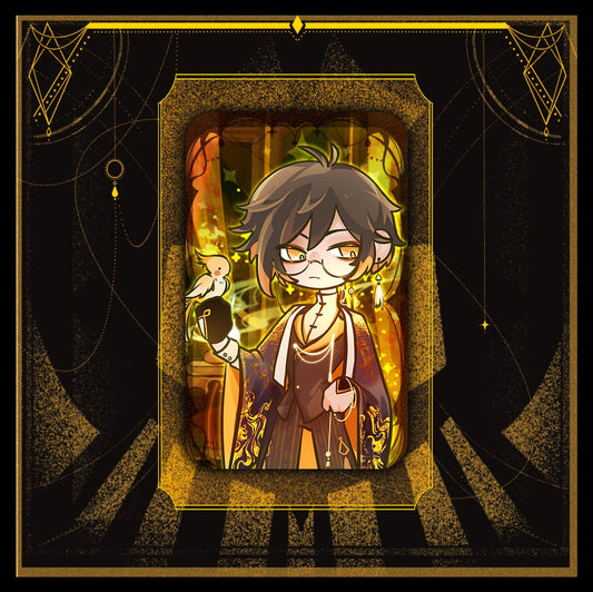 [Instock]Genshin Mafia Laminated Double Glitter Rectangle Pin