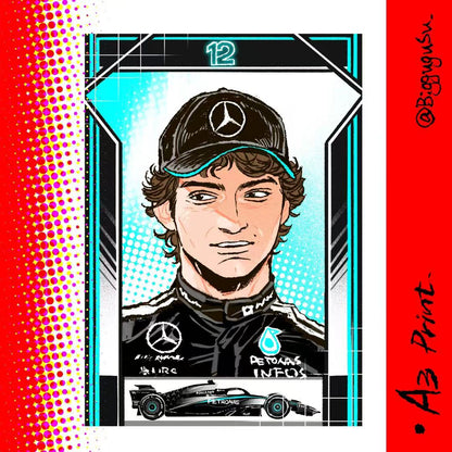 F1 Driver Portrait Poster A5