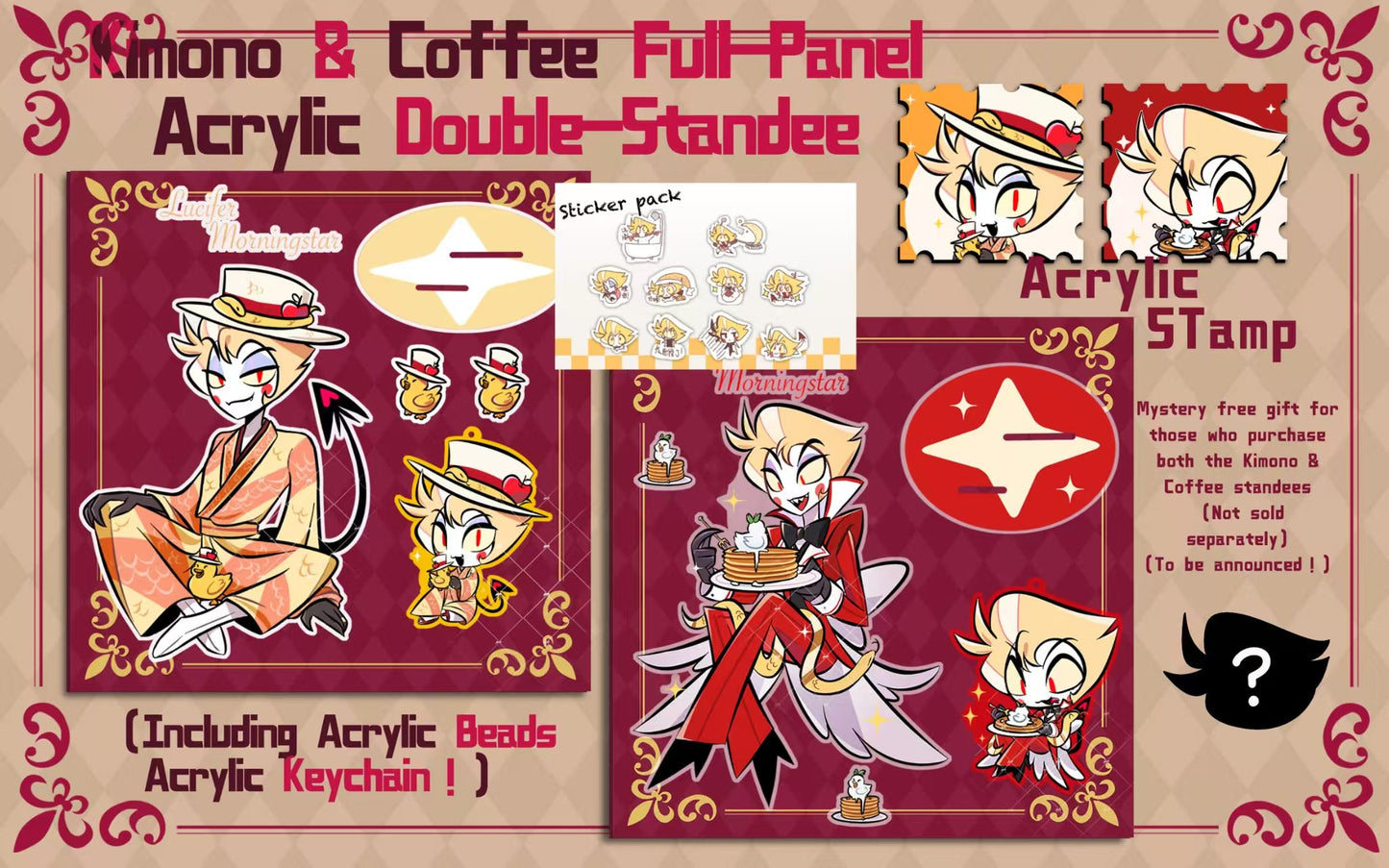 [Pre-order] Kimono/Café Lucifer Standee and Keychain