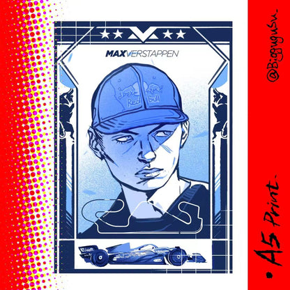 F1 Driver Portrait Poster A5