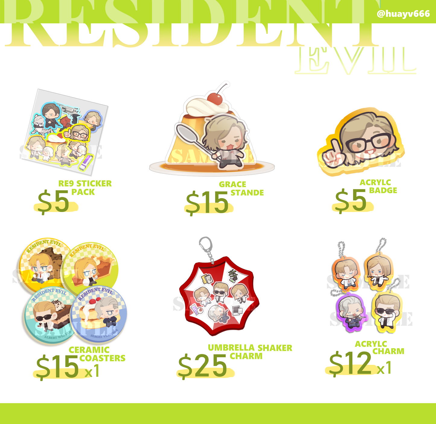 [Pre-order]Resident Evil acrylic keychains / stickers / food-themed coasters