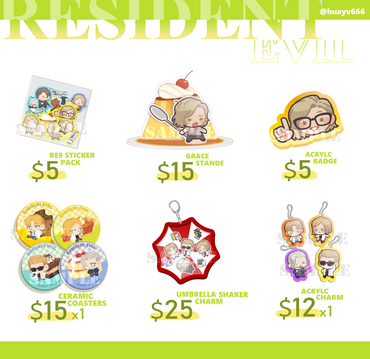 [Pre-order]Resident Evil acrylic keychains / stickers / food-themed coasters