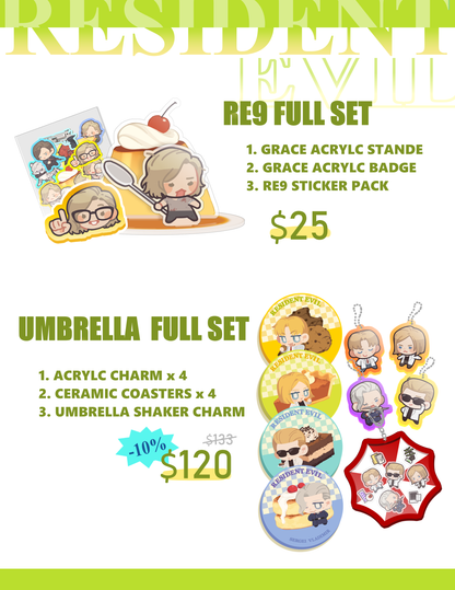 [Pre-order]Resident Evil acrylic keychains / stickers / food-themed coasters