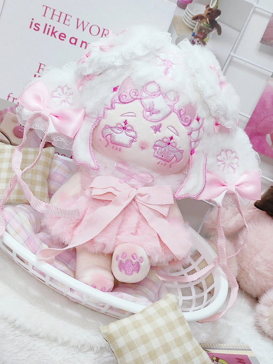 Pre sale-20cm 8inches pink and white plush doll cotton doll
