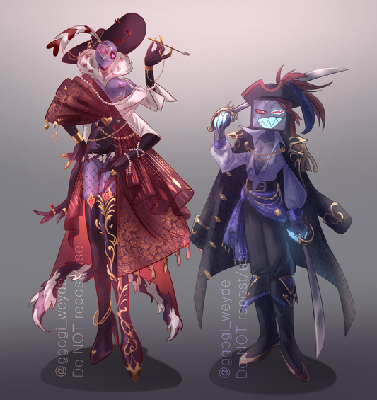 "Valentino pirate AU" and "Vox pirate AU"