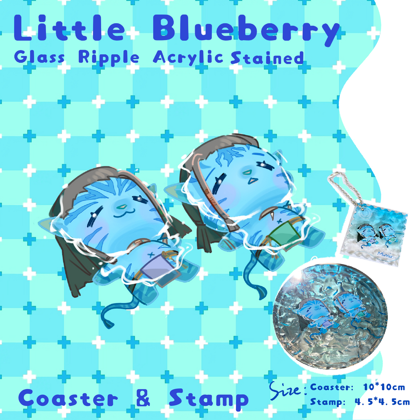 [Pre-sale]Little Blueberry Stained Glass Ripple Acrylic Coaster & Stamp