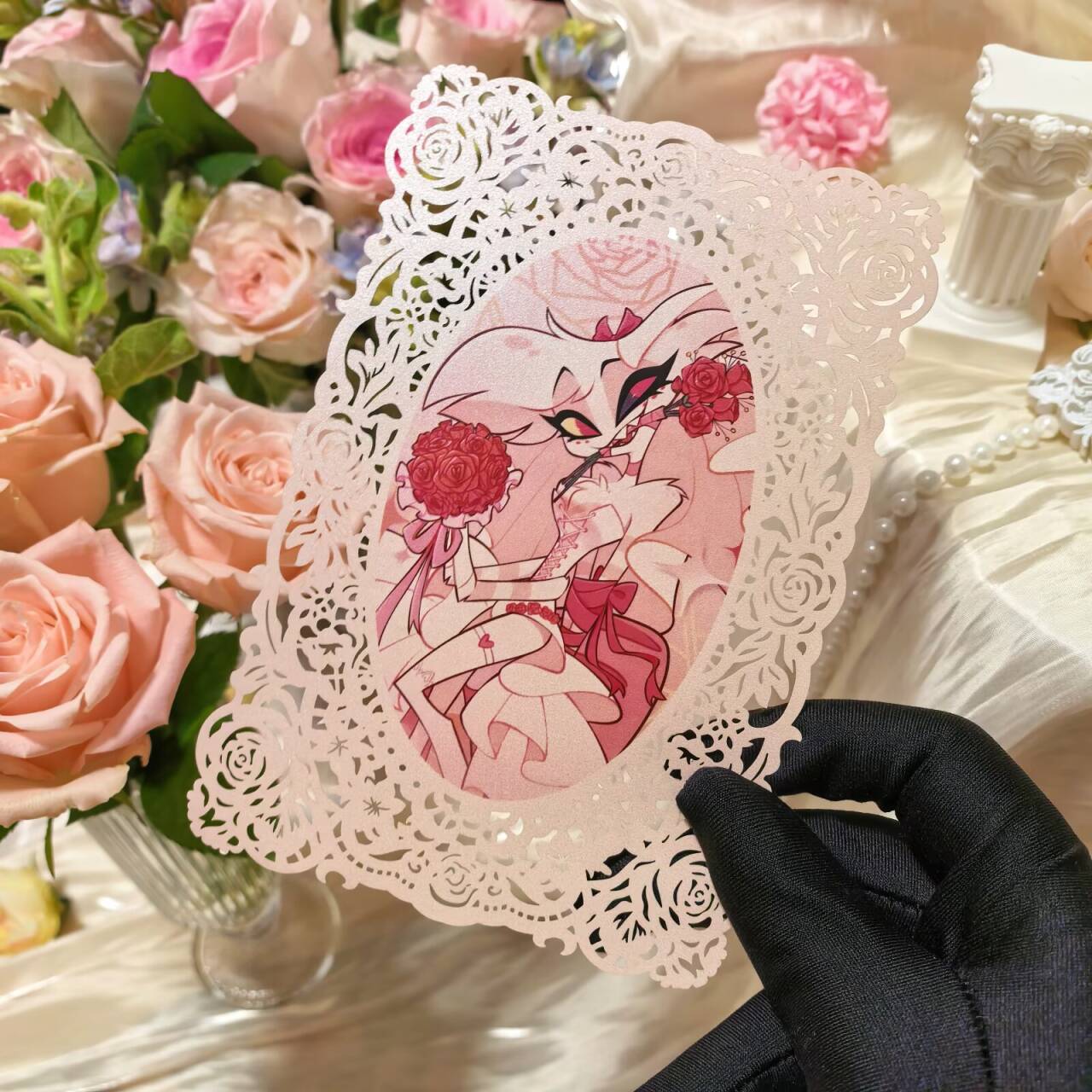 Rose Lace-Cut Postcard·Angel Dust·Rosy Valentine