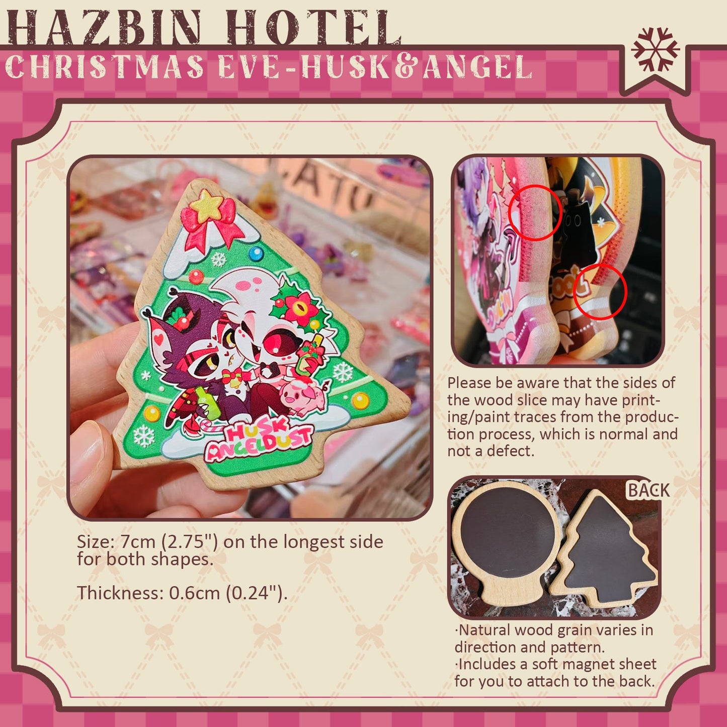 【Hazbin Hotel】Hazbin Holiday “Raised Relief Carved Wood Fridge Magnet”