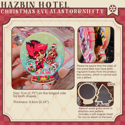 HH|HZB Holiday “Raised Relief Carved Wood Fridge Magnet”