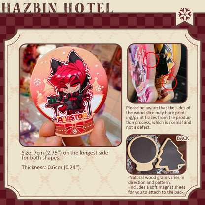 HH-Fan Art Winter Fluff-Raised Relief Carved Wood Fridge Magnet