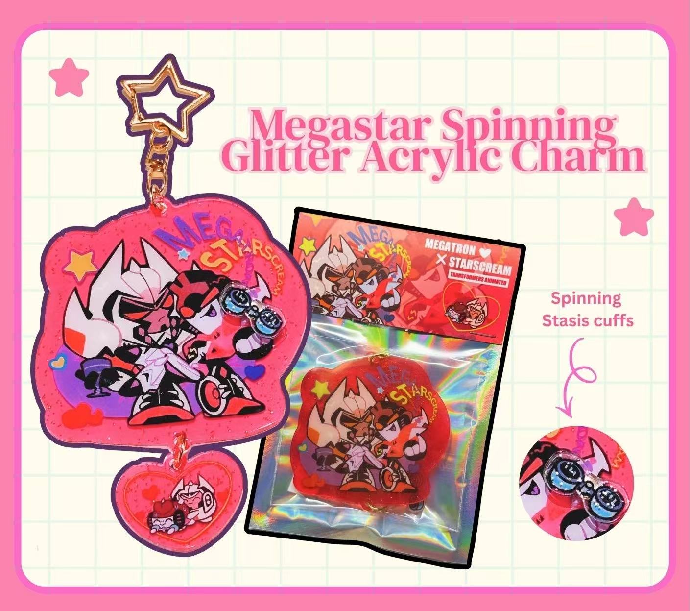 Megastar Spinning Glitter Acrylic Charm