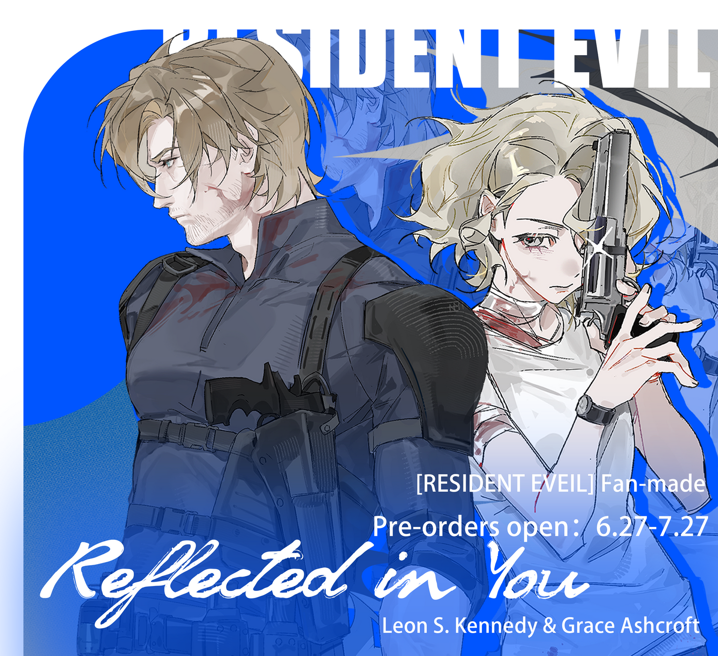 [Pre-order]RE9 Leon and Grace Ashcroft Postcard and Glitter Badge and Acrylic Standee