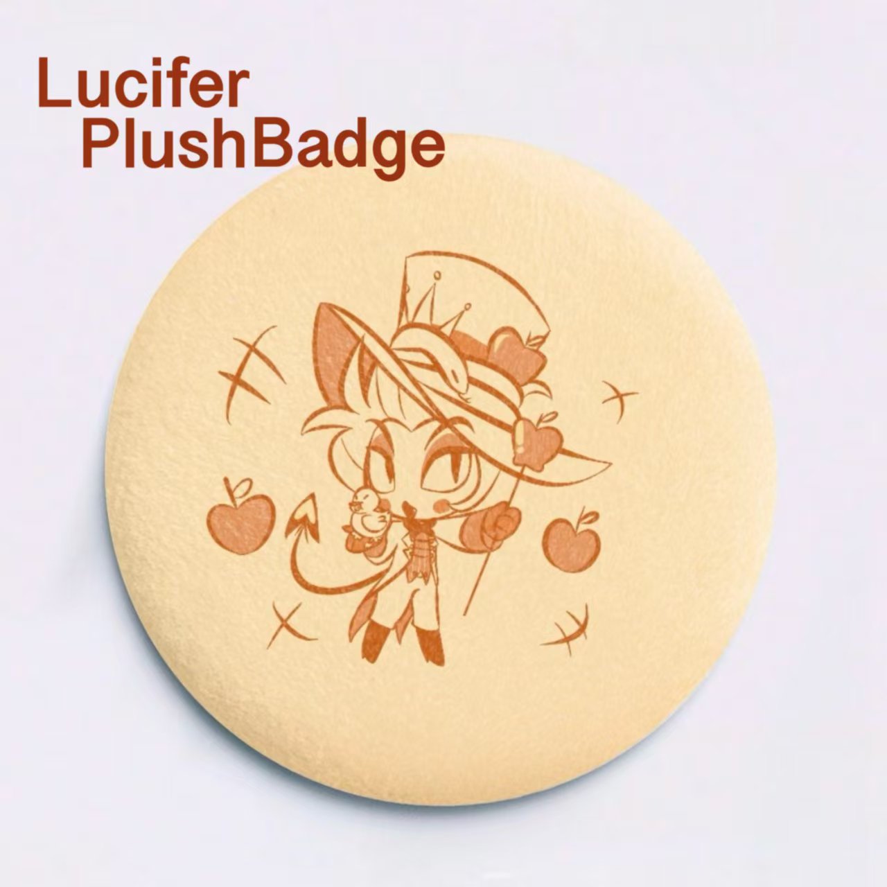 Group Postcard & Lucifer Plush Badge