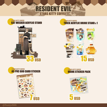 Resident Evil stars kitty coffee acrylic Stand/ stickers