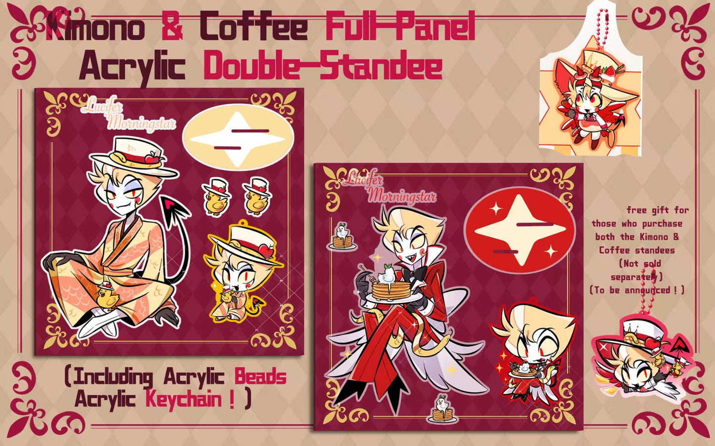[Pre-order] Kimono/Café Lucifer Standee and Keychain