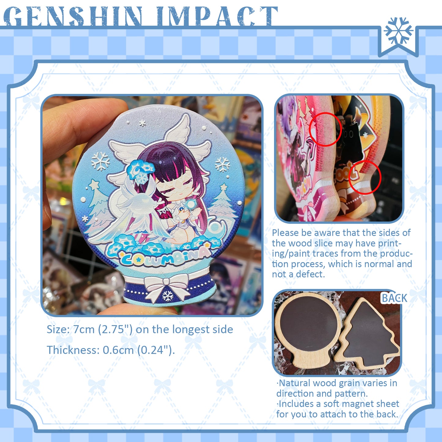 [Pre-order]-Winter Fluffy Series  RAISED RELIEF CARVED WOOD FRIDGE MAGNET