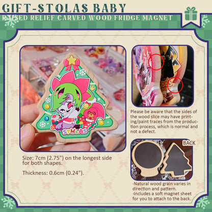 stolas-gift "Raised Relief Carved Wood Fridge Magnet/Acrylic Standee"