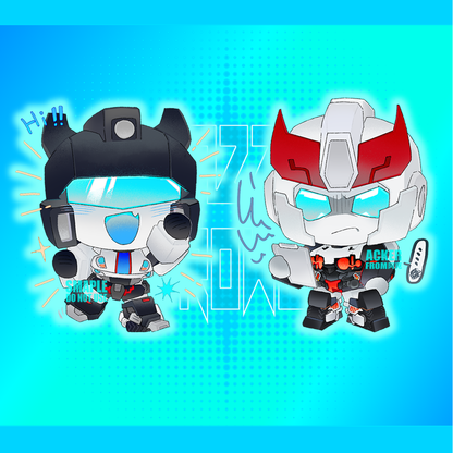 Prowl and Jazz’s Working time Acrylic key charm