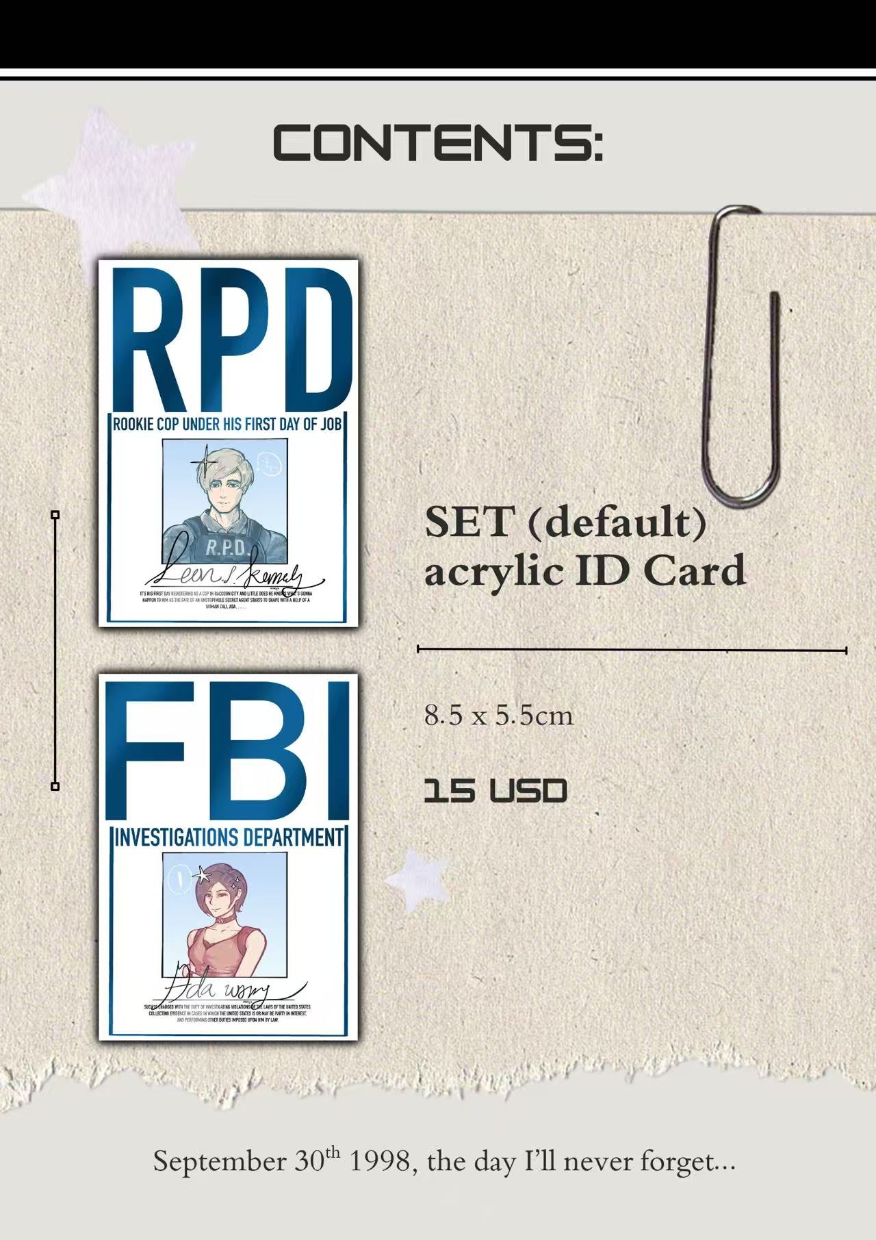 [In-stock] Leon and Ada ID arcylic card
