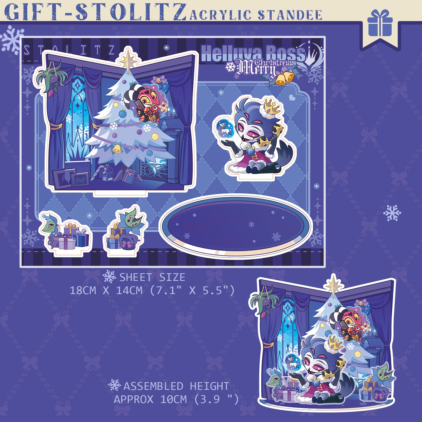 Helluva Boss-stolitz-gift "Double-Love Badge/RAISED RELIEF CARVED WOOD FRIDGE MAGNET/Acrylic Standee"