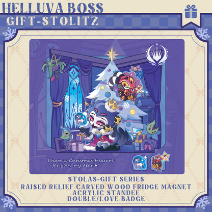 HB-stolitz-gift "Double-Love Badge/RAISED RELIEF CARVED WOOD FRIDGE MAGNET/Acrylic Standee"