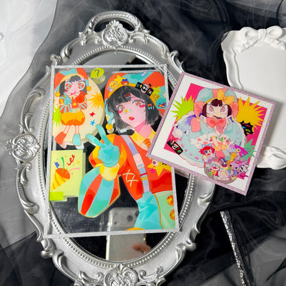 [pre-sale]Pomni Colorful Party Series – Art Card & Keychain Set