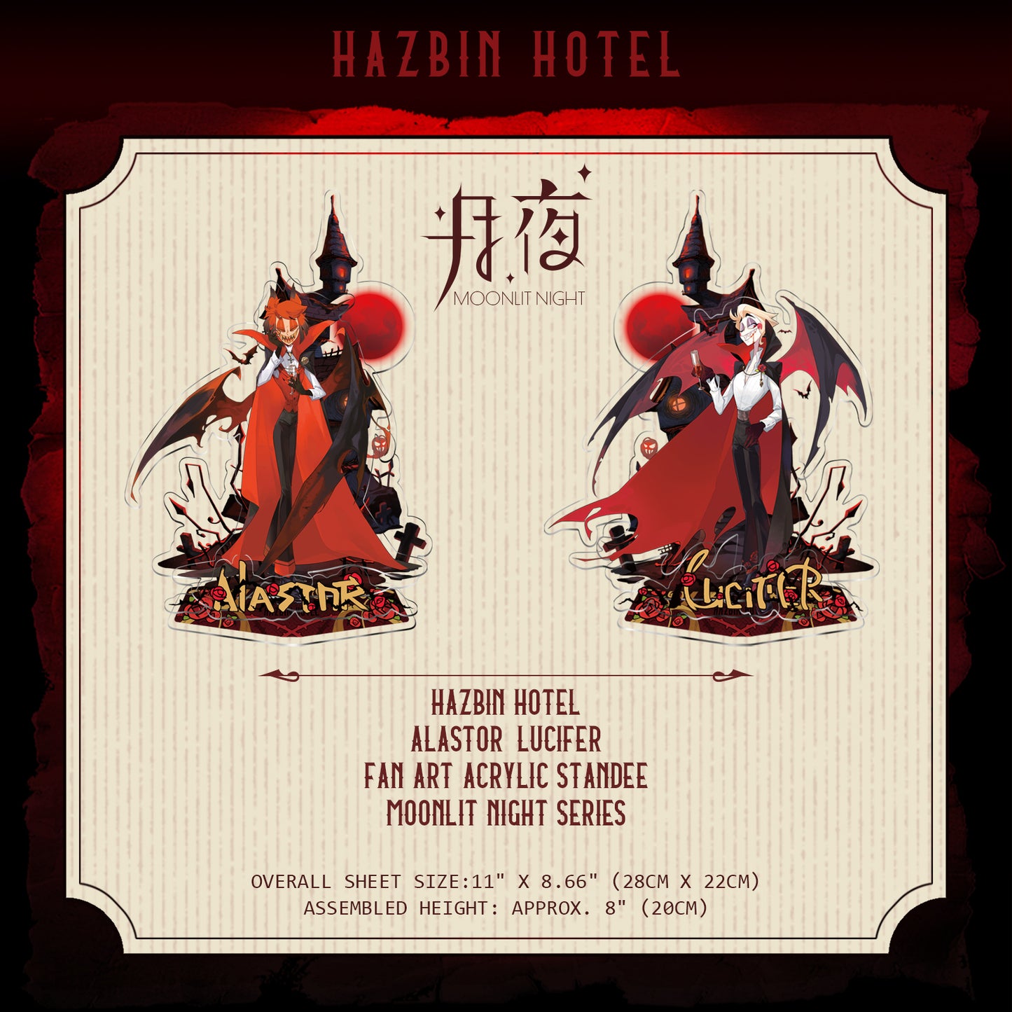 Hazbin Hotel-Fan Art Acrylic Standee-Moonlit Night Series