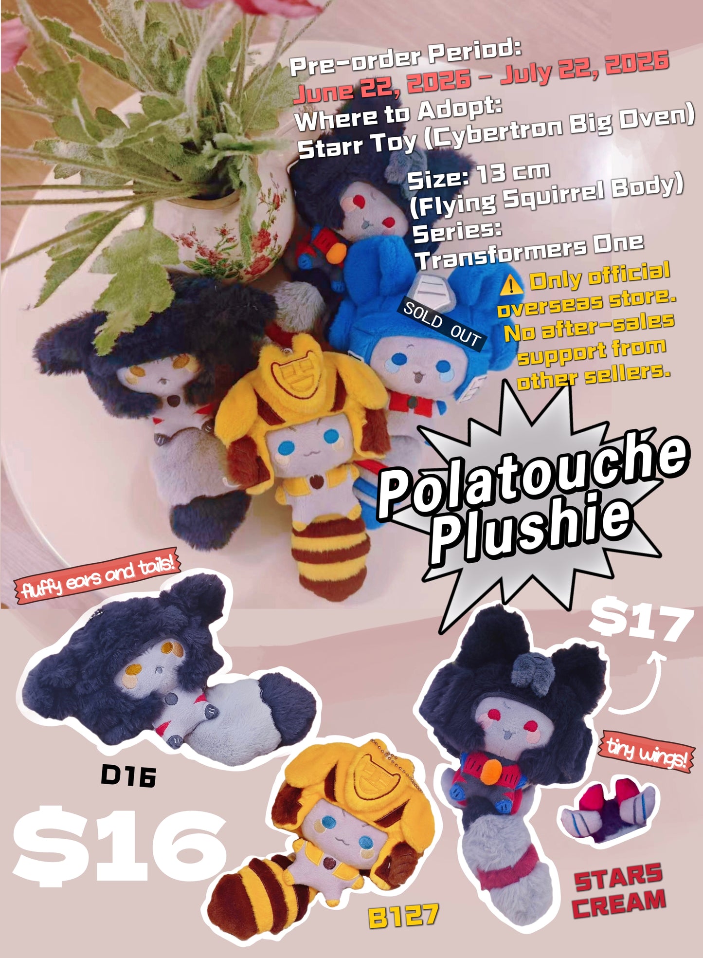 [Pre-order] TFO Polatouche 13cm Plushie
