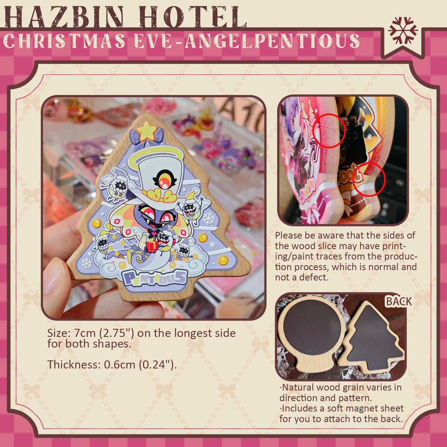 【Hazbin Hotel】Hazbin Holiday “Raised Relief Carved Wood Fridge Magnet”