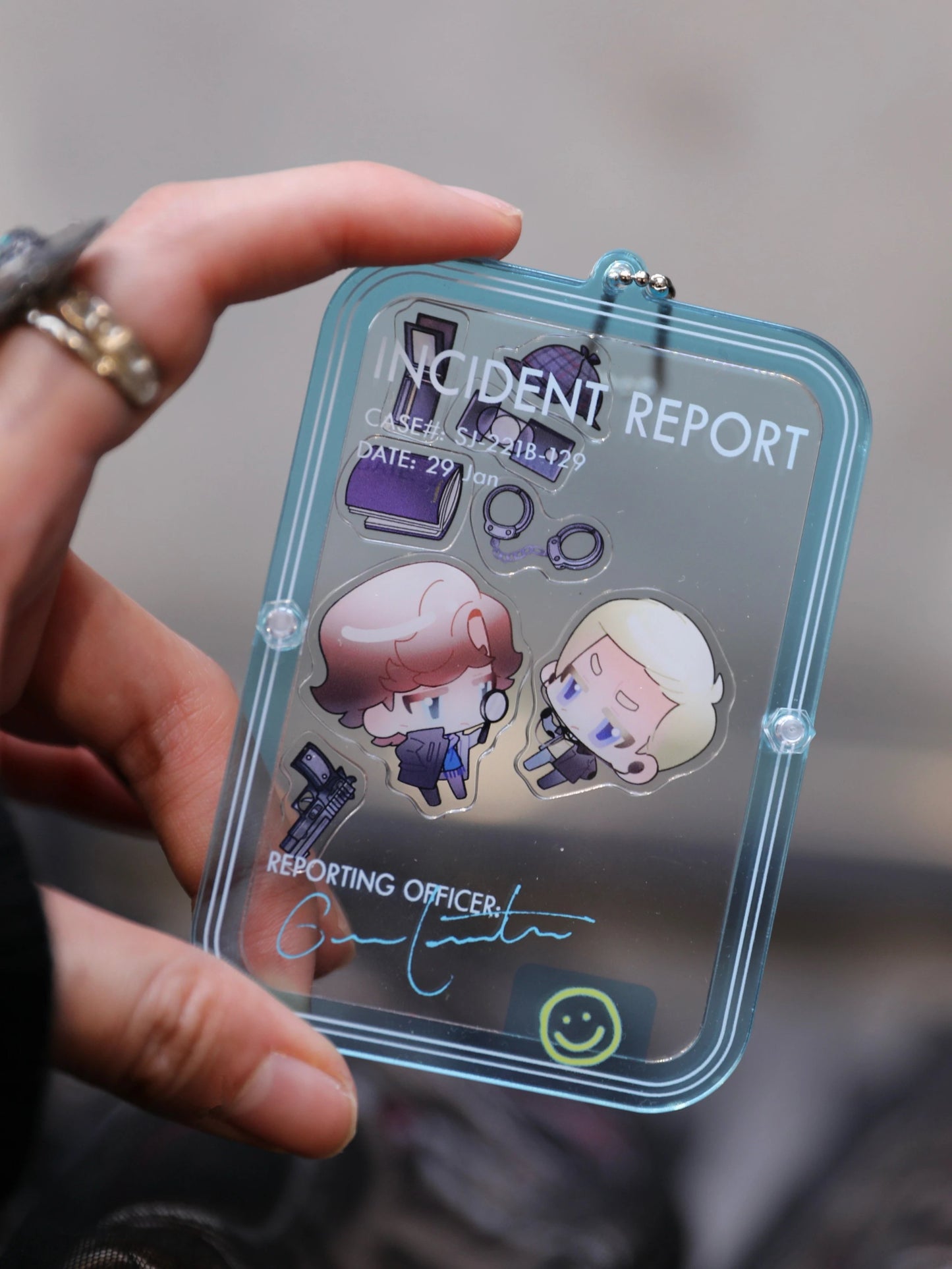 [In Stock] BBC Sherlock Johnlock Incident Report Acrylic Case Charm