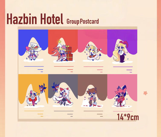 Group Postcard & Lucifer Plush Badge